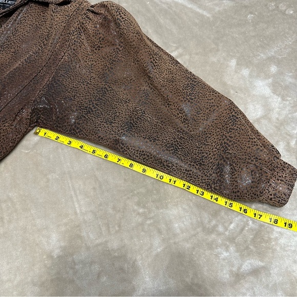 Pelle Print Leather Leopard Bomber Jacket Coat Brown Vintage Size Small - Picture 10 of 16